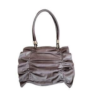 Stella McCartney Y2k Metallic Pewter Studded Slouch Hobo Shoulder Bag Pouch Set